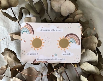 Carte à gratter sexe bébé - annonce sexe bébé arcs-en-ciel et nuages - grossesse