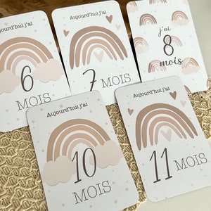 Cartes étapes bébé - arc-en-ciel - Première année bébé - Mois anniversaires - 1ère année - grossesse image 4