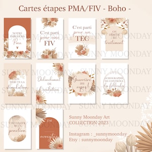 19 Boho PMA/IVF step cards rainbow baby trial pregnancy baby maternity image 5