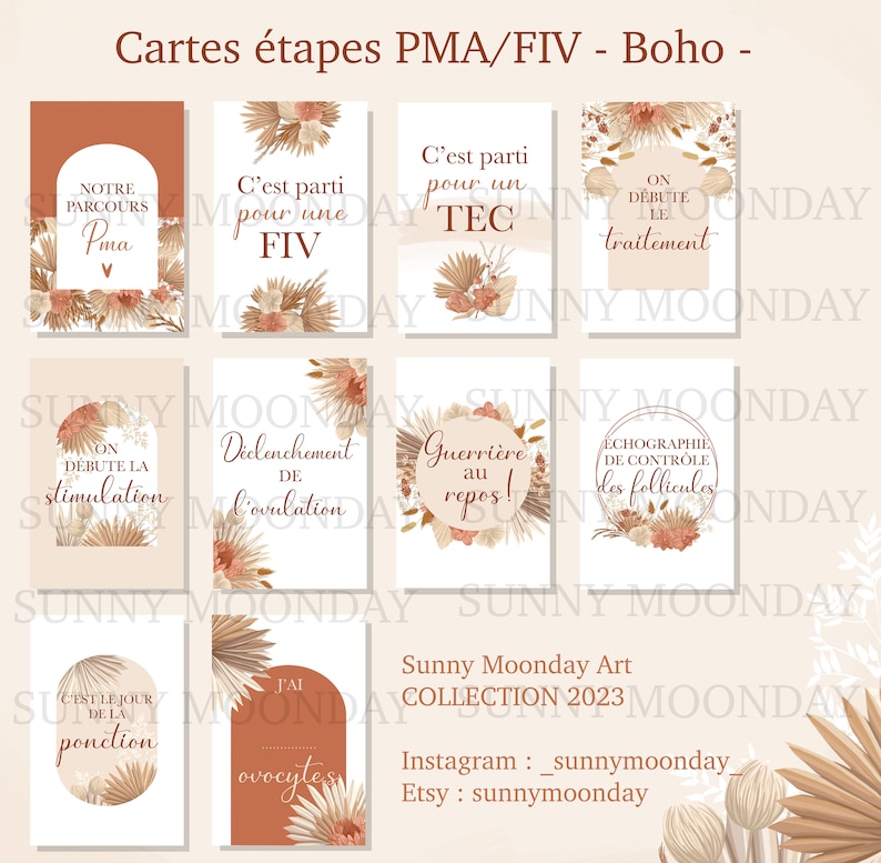19 Boho PMA/IVF step cards rainbow baby trial pregnancy baby maternity image 5