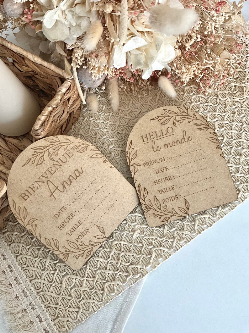 Wooden birth plaque Nature welcome baby arch personalized souvenirs pregnancy gift image 3