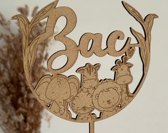 Cake topper jungle animals - 1st birthday - baptism - customizable - safari - child - cakes - cake decoration