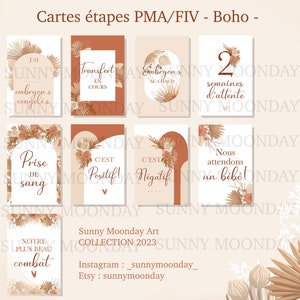 19 Boho PMA/IVF step cards rainbow baby trial pregnancy baby maternity image 6