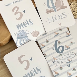 Cartes étapes bébé de la mer - Animaux - baleine - océan - naissance - photos souvenirs bébé - Première année bébé - cadeau grossesse image 5