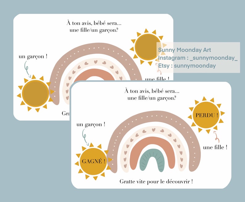 Carte à gratter sexe bébé - annonce sexe bébé arc-en-ciel - grossesse image 3