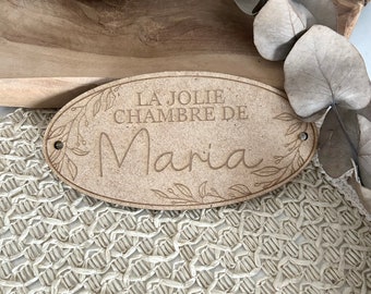 Placa de puerta de madera personalizable - decoración de la habitación - decoración de madera - habitación del bebé - niño - regalo de nacimiento - tarjeta de hito -