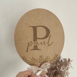 Ballon en bois petites fleurs - décoration chambre bébé - naissance - grossesse - cartes étapes - cadeau - déco baby - personnalisable