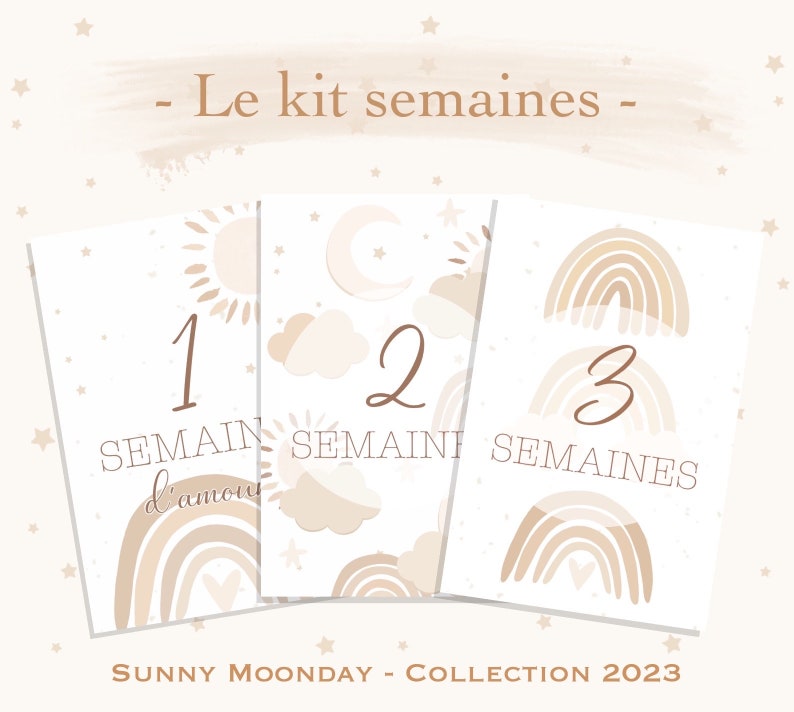 Cartes étapes bébé - arc-en-ciel - Première année bébé - Mois anniversaires - 1ère année - grossesse image 7