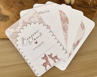 Cartes étapes bébé neutre « Elise » - vintage - fleurs - Première année bébé - Mois anniversaires - 1ère année - grossesse - girly - animaux