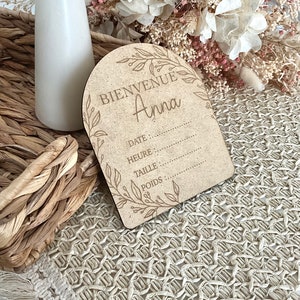 Wooden birth plaque Nature welcome baby arch personalized souvenirs pregnancy gift image 2