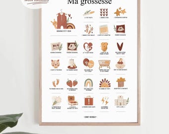 Affiche ma grossesse à dater - bébé - parent - cadeau naissance - grossesse - enfance - boho - étapes bébé