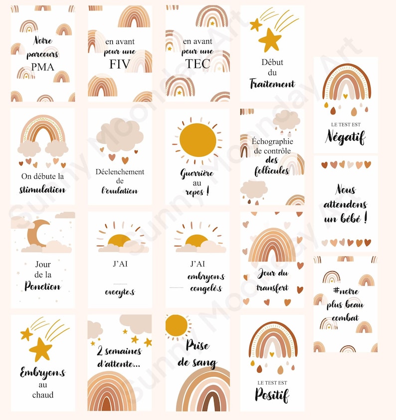 19 Regenbogen-PMA/IVF-Schrittkarten Schwangerschaft Baby Mutterschaft Bild 7