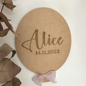 Ballon en bois prénom boho décoration chambre bébé naissance grossesse cartes étapes cadeau déco baby personnalisable image 4