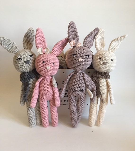 crochet toy Doudou Lapin baby gift Crochet bunny handmade & soft toy amigurumi bunny long eared rabbit hand made baby toy