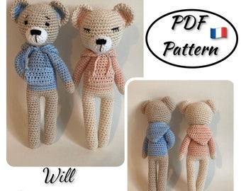 PATTERN crochet teddy bear French amigurumi PDF tutorial