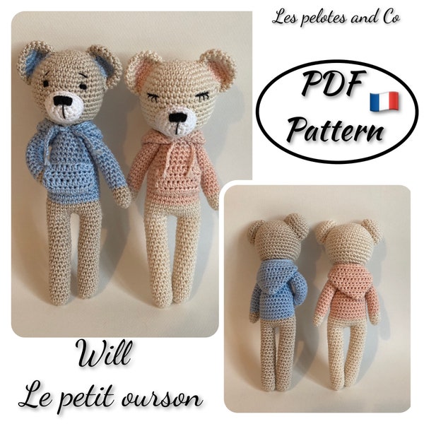 PATRON crochet ours teddy bear French tutoriel PDF amigurumi
