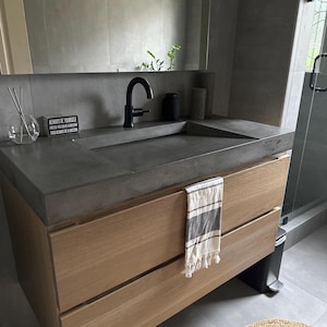 52 COLORS! Fully Custom Concrete Sink, Floating Ramp Sink, Handmade Modern Bathroom Basin, Made in Colorado, Free Shipping