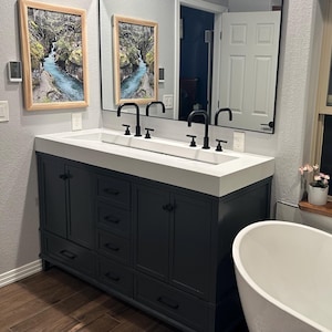 52 COLORS! Fully Custom Concrete Sink, Floating Ramp Sink, Handmade Modern Bathroom Basin, Made in Colorado, Free Shipping