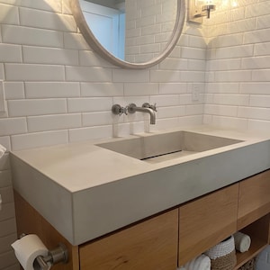 52 COLORS! Fully Custom Concrete Sink, Floating Ramp Sink, Handmade Modern Bathroom Basin, Made in Colorado, Free Shipping