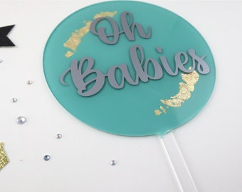 Oh Babies Cake Topper, Baby Shower Cake Topper Twins, Twins Cake Topper, Twins Baby Shower, Twin Baby Shower, Acrylic Cake Topper, Twins