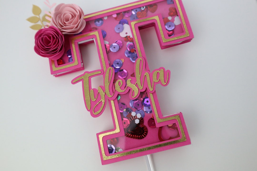 Personalized Cake Topper, Alphabet Cake Topper, Shaker Cake Topper ...