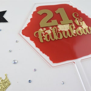 Personalized Cake Topper | 21 and Fabulous Acrylic Cake Topper, 21 and Fabulous, Birthday Cake Topper, 21st Birthday 25th Birthday, Custom