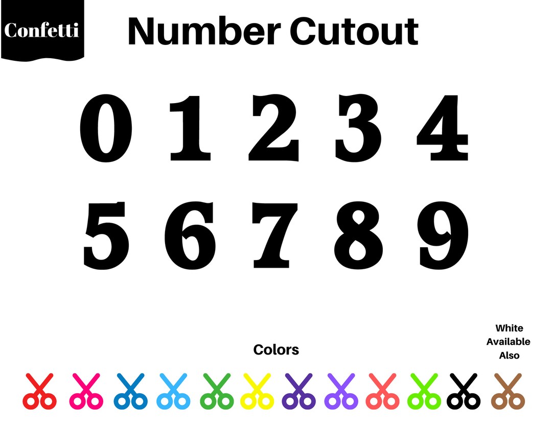 30 Number Die Cut, Number Confetti, Digit Confetti, Number Shape, Paper ...