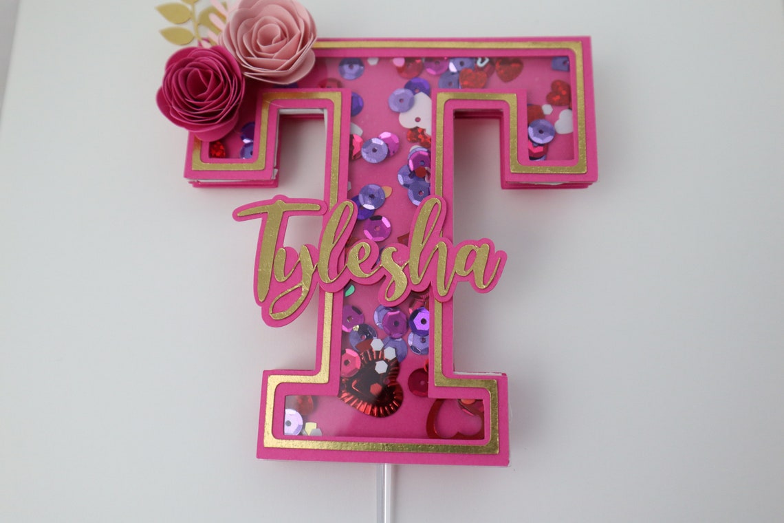 Personalized Cake Topper Alphabet Cake Topper Shaker Cake Etsy