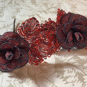 GREEK STYLE ROSE/Beaded Rose/Floral Faux Beaded Rose &quot;Night Breeze&quot;