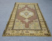 522,Turkish Rug,Anatolian Rug,Turkish Small Decorative,Rug 4x7,Vintage Rug,Pastel Rug,Oushak Rug,Area Rug,Rug,3 9 x7 1 feet 115 216 cm