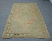 448,Turkish Rug,Anatolian Rug,Turkish Small Decorative,Rug 5x8,Vintage Rug,Pastel Rug,Oushak Rug,Area Rug,Rug,4 4 x7 9 feet 134 236 cm