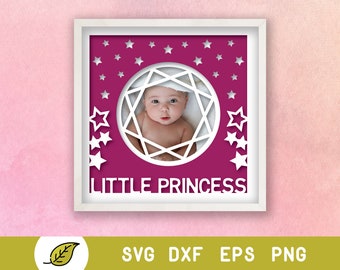 Shadow Box SVG Baby - 3D Shadow Box SVG, Shadowbox, Lightbox, Layered SVG Baby Girl Little Princess