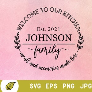 Küche svg, Bauernhaus svg, Willkommen svg, Schneidebrett svg, Topflappen svg, Monogramm svg, Nachname svg, Familienname svg, Geschirrtuch svg