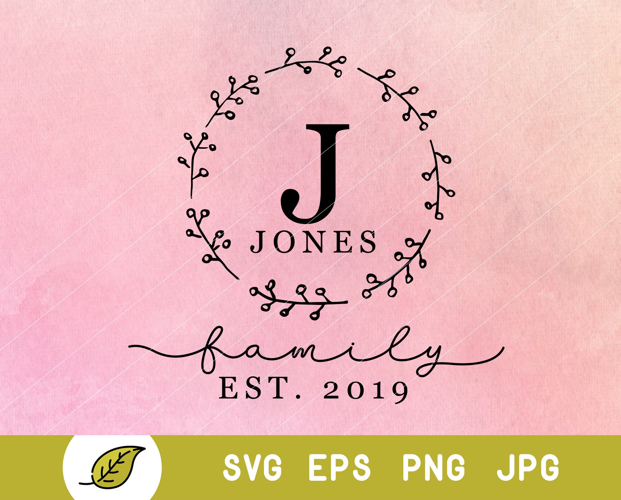 Last Name Svg Family Name Svg Round Monogram Font Vine Etsy