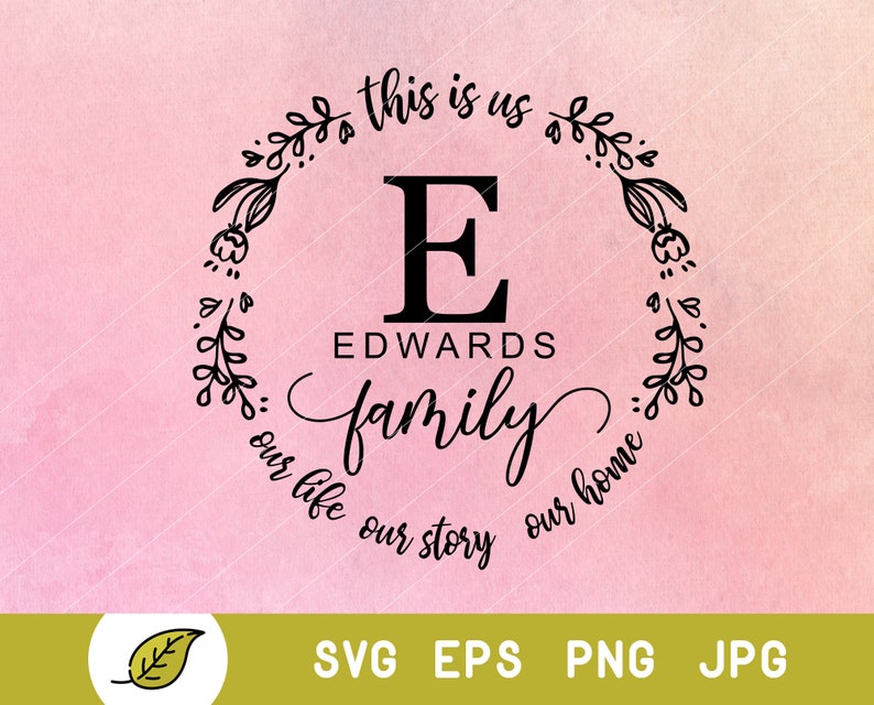 Download Last name svg family name svg round monogram font vine | Etsy