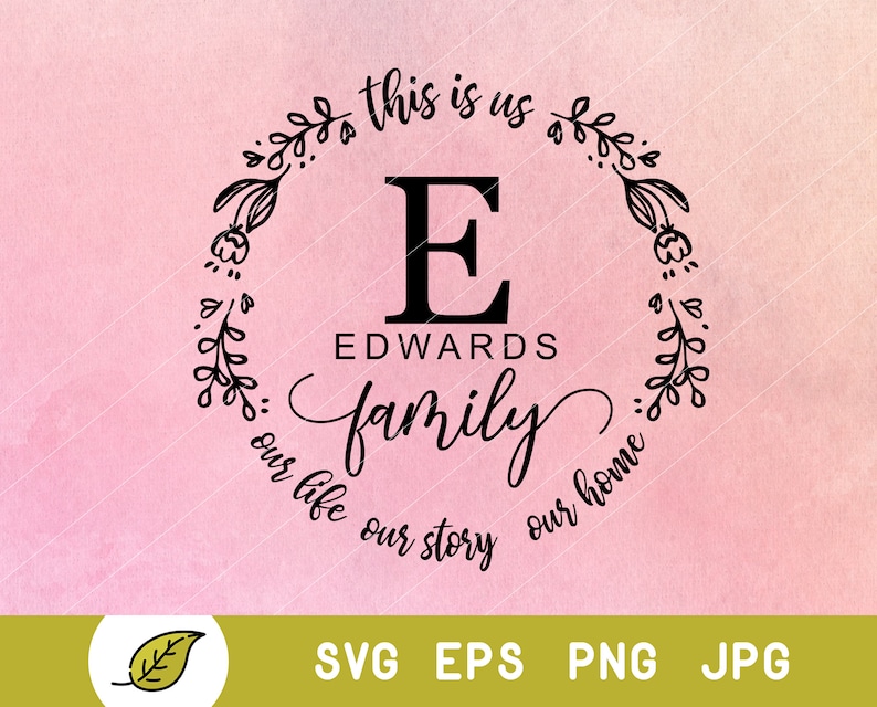 Download Last name svg family name svg round monogram font vine | Etsy