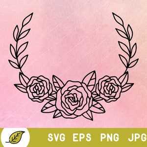 monogram svg, wreath monogram svg, rose frame svg, rose vector, rose svg, wreath svg, circle monogram svg, circle frame svg, floral wreath