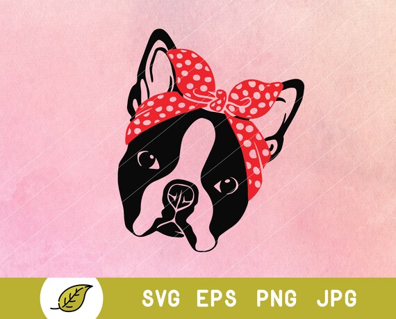 Download Boston Terrier Svg Dog Bandana Svg Dog Face Svg Dog Svg Etsy