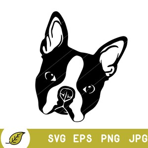 Boston Terrier Svg, Dog Face Svg, Dog Svg, Animal Face Svg, Dog Clipart