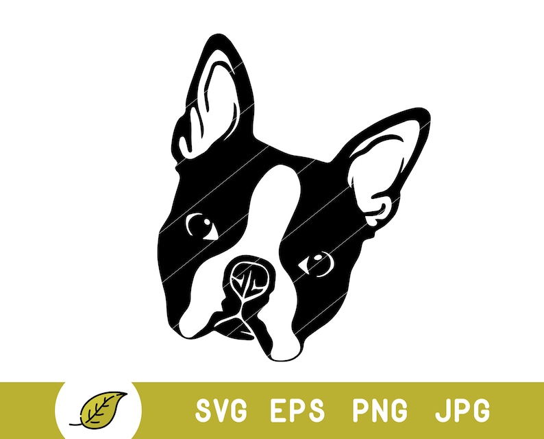 Boston Terrier Svg Dog Face Svg Dog Svg Animal Face Svg | Etsy