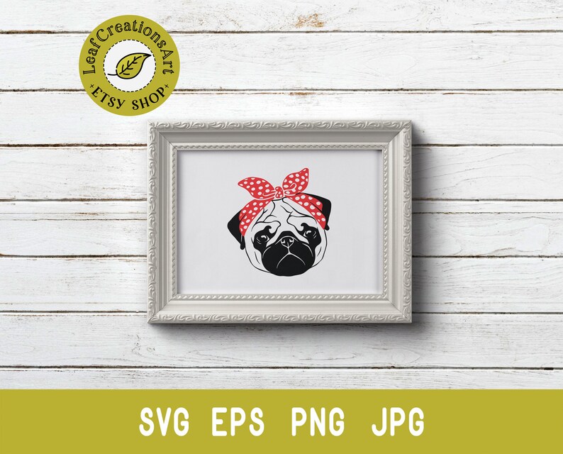 Download Pug svg dog bandana svg dog face svg dog svg animal face | Etsy