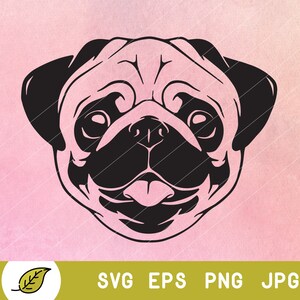 pug svg - dog svg, dog outline svg, puppy svg file, dog face svg, dog shirt svg, puppy svg, dog silhouette svg, dog clipart