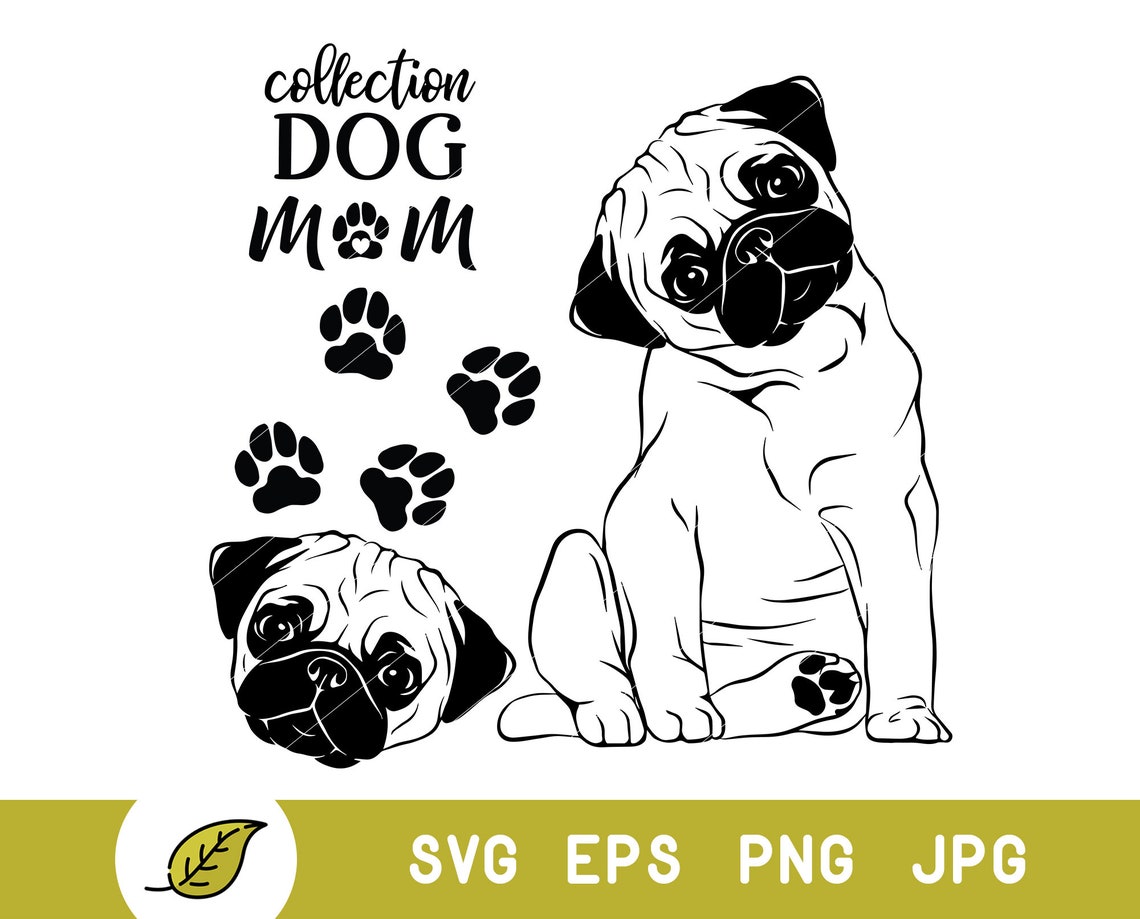 Download Pug svg dog face svg dog mama svg paw print clipart animal ...