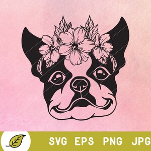 Boston Terrier Svg, Dog Face Svg, Dog Svg, Animal Face Svg, Dog Clipart