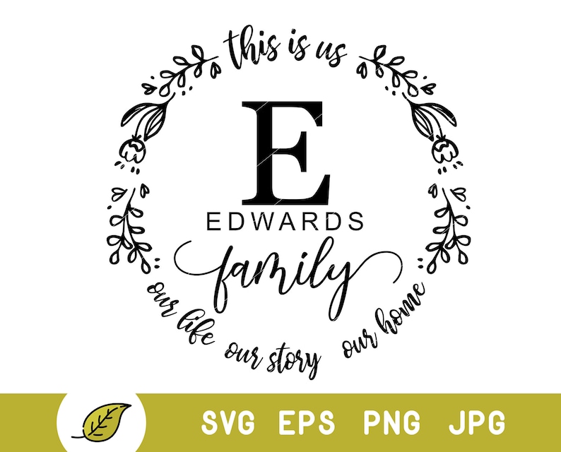Download Last name svg family name svg round monogram font vine | Etsy