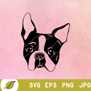 Boston Terrier Svg, Dog Face Svg, Dog Svg, Animal Face Svg, Dog Clipart