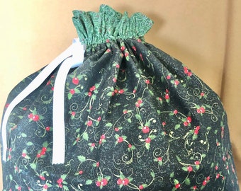 Reusable Fabric Gift Bag With Drawstring Top, Christmas, Holiday, Extra Large