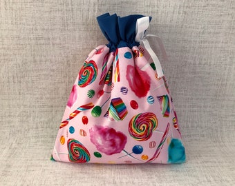 Reusable Fabric Candy Gift Bag, Small Gift Bag for Girls, Pink
