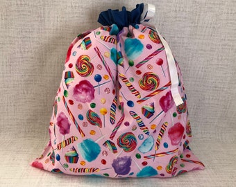 Reusable Fabric Candy Gift Bag, Large Gift Bag for Girls, Pink