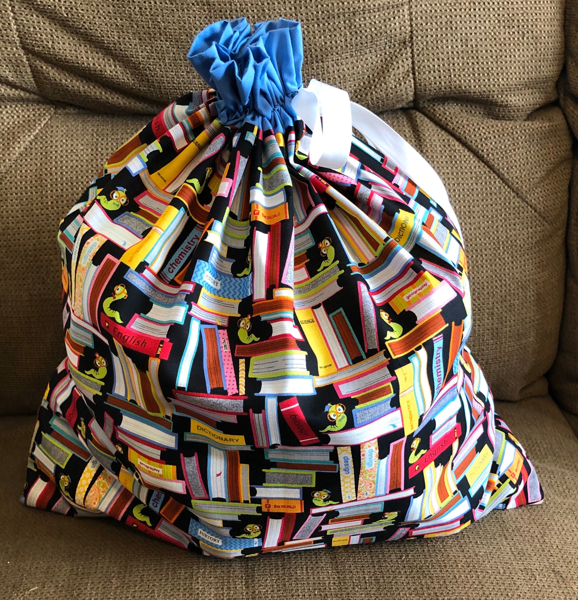 Reusable Fabric Book Gift Bag Teacher Large Etsy